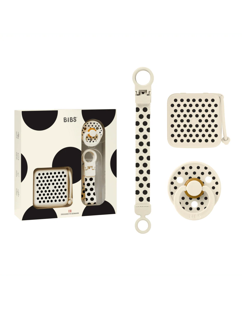 BIBS Gift Set Polka Soothe & Go Latex Ivory Black - Image 2