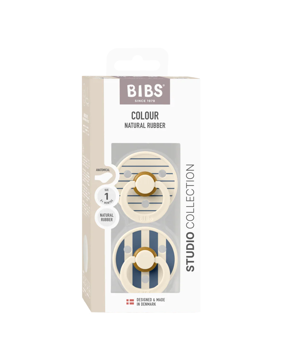 BIBS Speen Maat 2 Studio Colour Pin Anatomical Ivory Steel Blue Mix - Image 4
