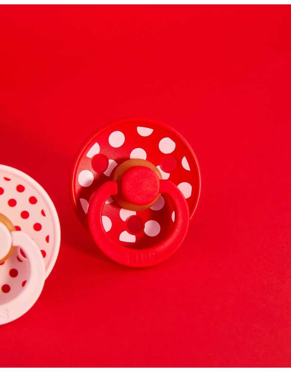 BIBS Spenen Maat 2 Pacifier Studio Colour Polka Latex Anatomical Blossom/Candy Apple 2st - Image 5
