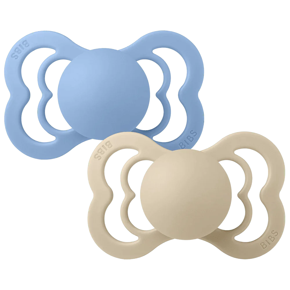 BIBS Spenen Maat 2 Supreme Siliconen Vanilla/Sky Blue 2st