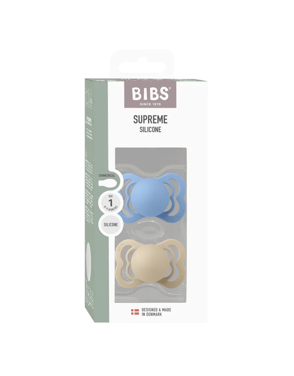 BIBS Spenen Maat 2 Supreme Siliconen Vanilla/Sky Blue 2st - Image 6