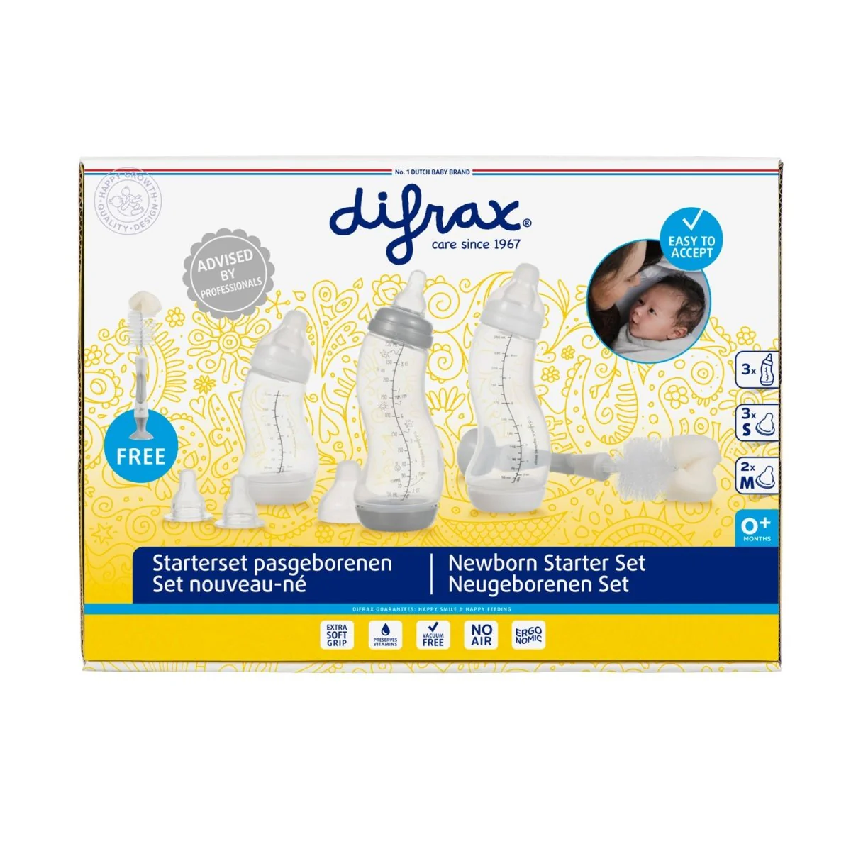 Difrax Startersset 2: 3 Fles Fles 5 Speen En Flesborstel - Image 3