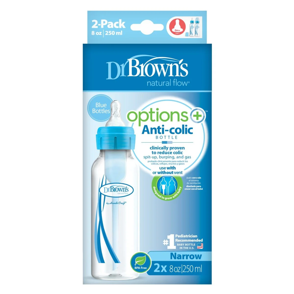 Dr. Brown's Options+standaardfles 250ml duopack blauw - Image 2