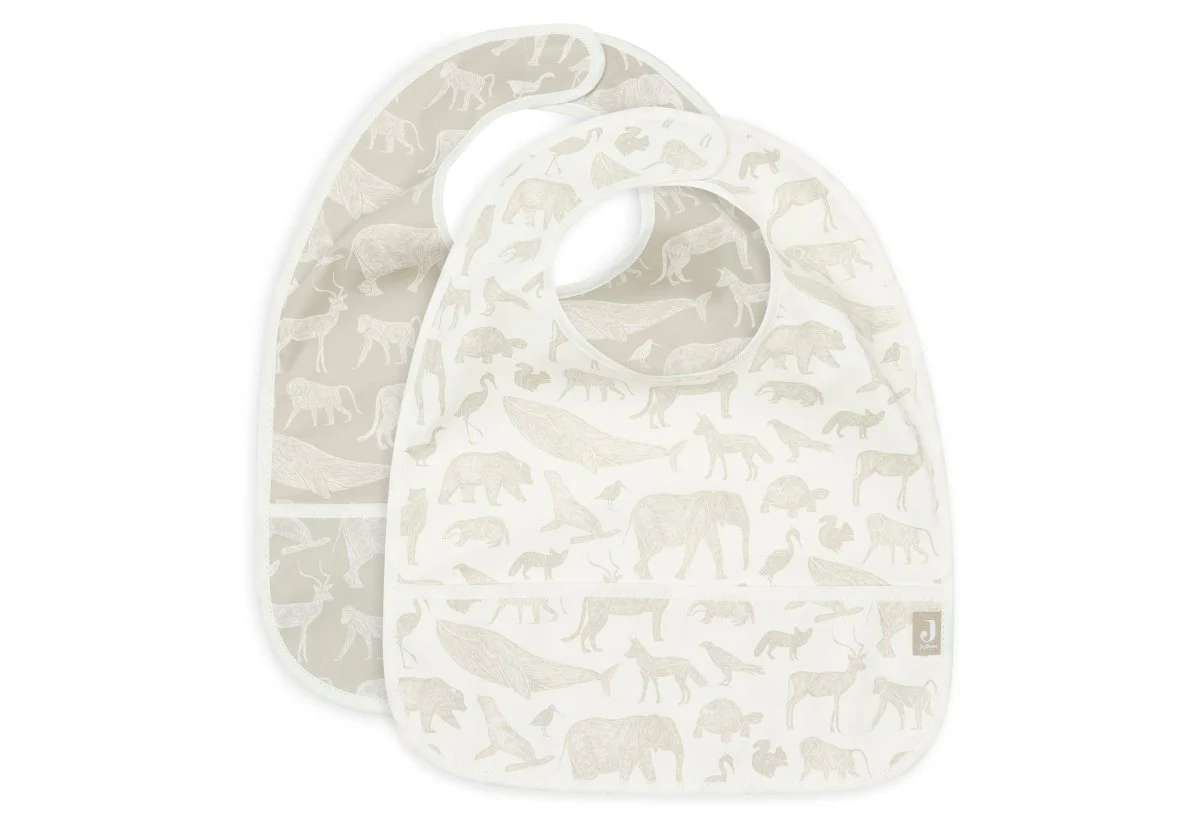 Jollein Slabbetje Waterproof Animals Olive Green 2 Stuks