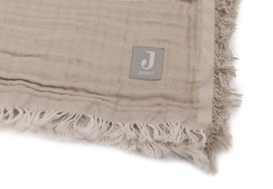 Jollein Wiegdeken Fringe Olive Green/ Ivory 75X100cm - Image 3