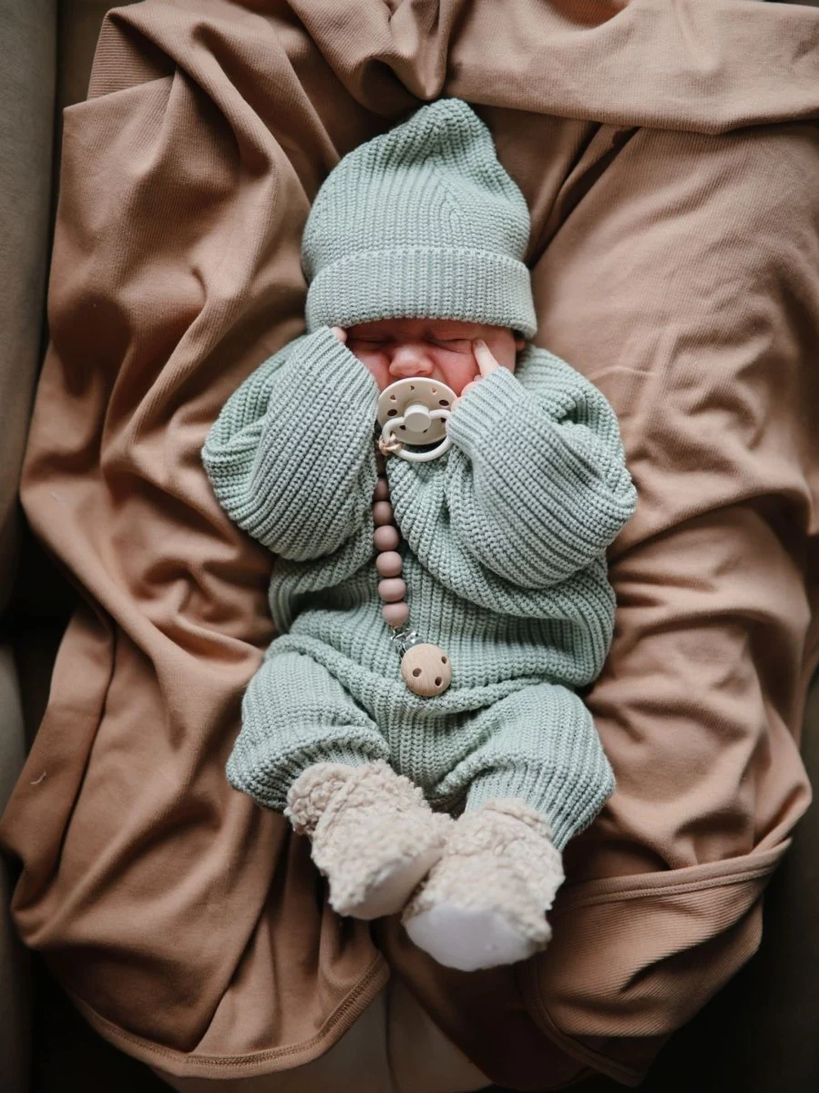 Mushie Babymutsje Chunky Knit Light Mint - Image 4