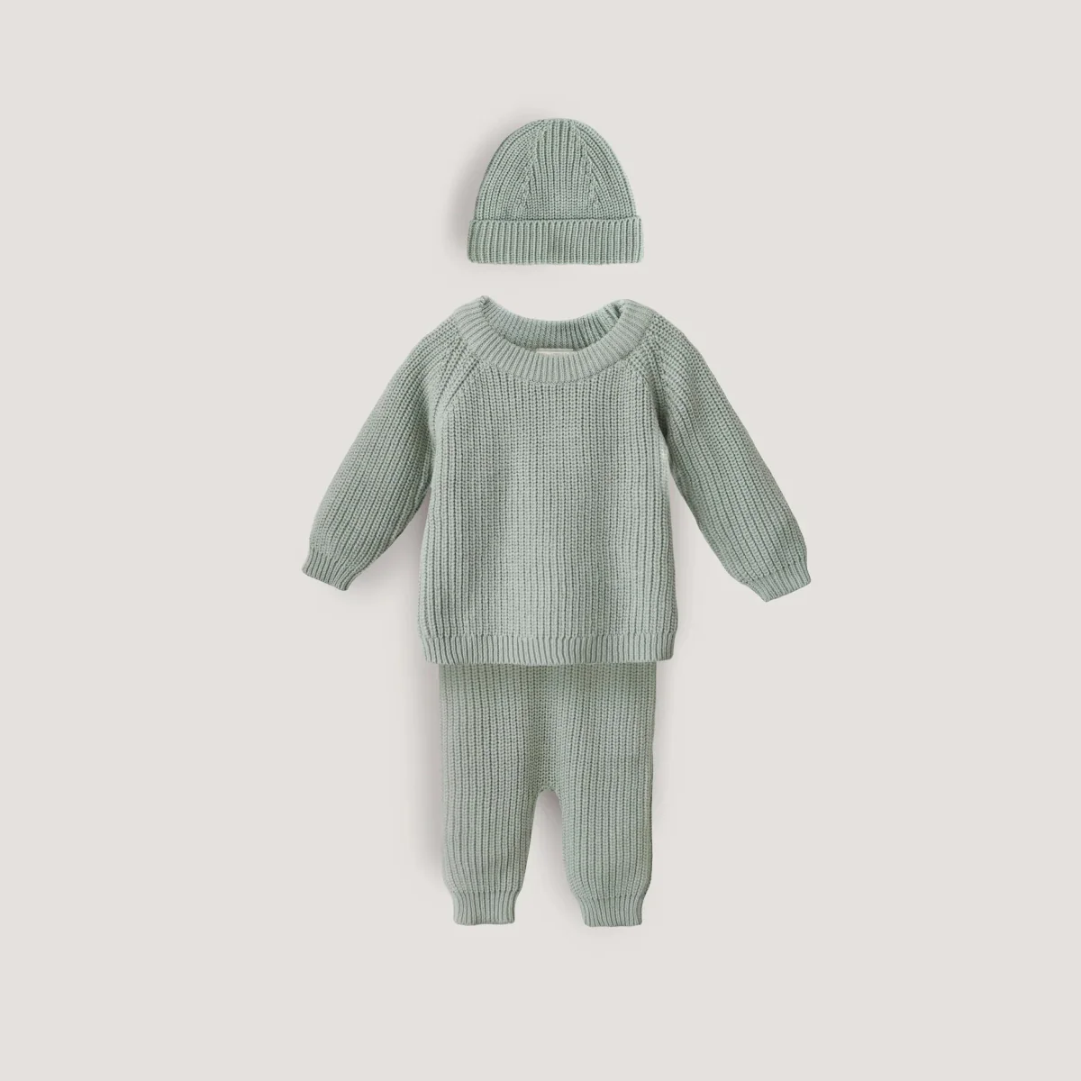 Mushie Babymutsje Chunky Knit Light Mint - Image 5
