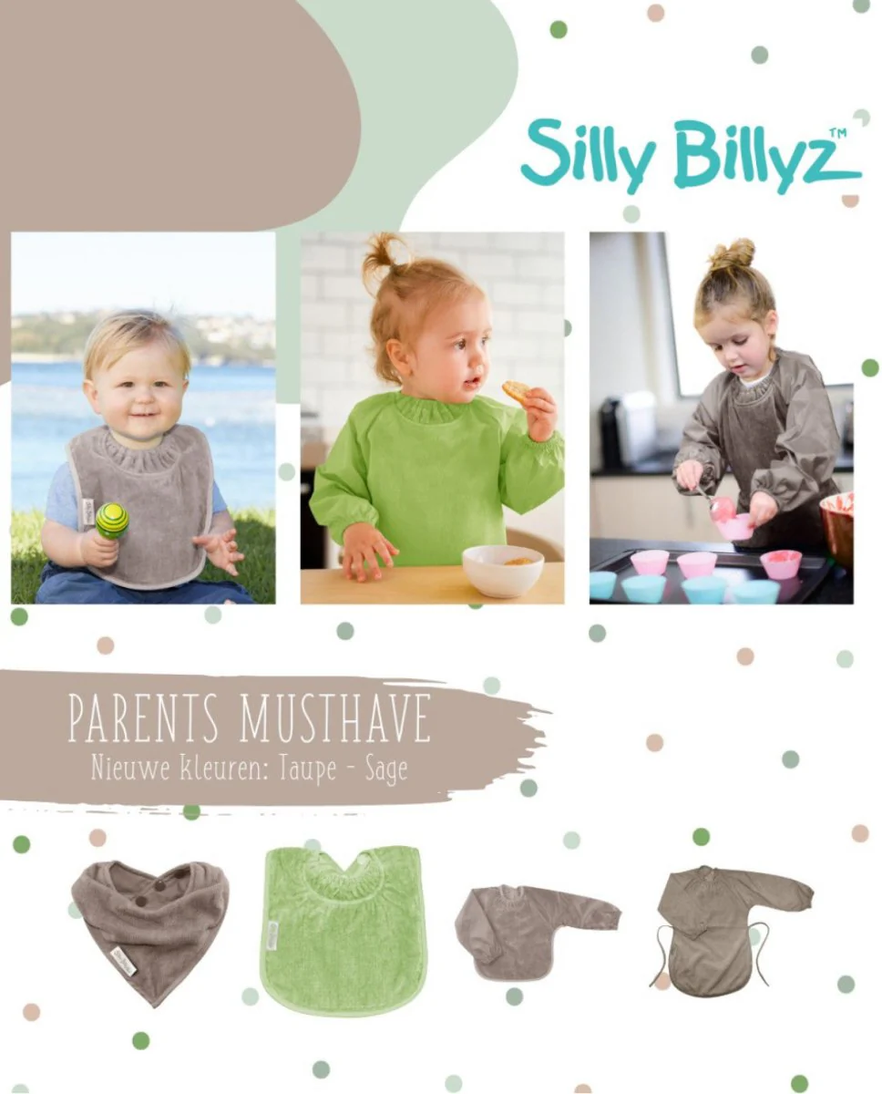 Silly Billyz Slabbetje Small Lange Mouwen Taupe - Image 3