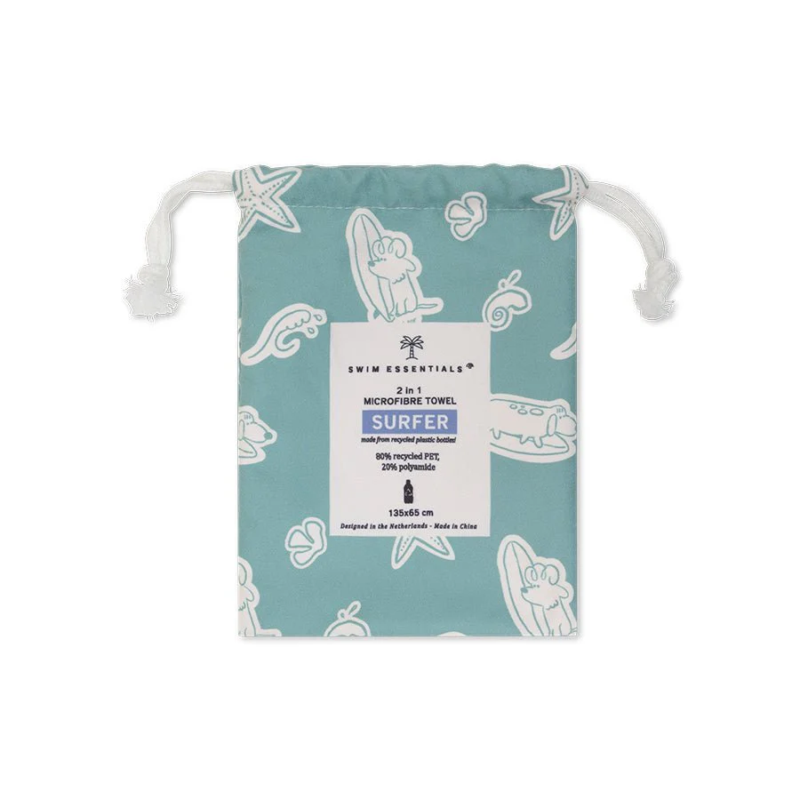Swim Essentials Microvezel Strandlaken – Surfer dogs (135 × 65 cm) - Image 2