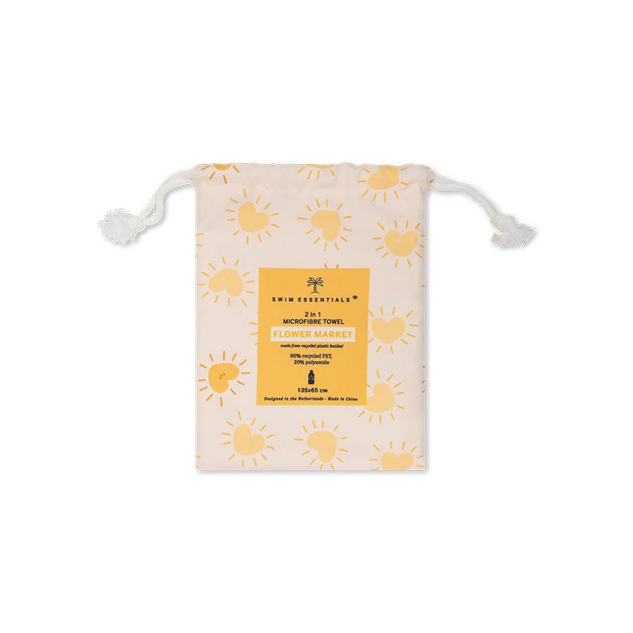 Swim Essentials Microvezel Strandlaken – Yellow Flower (135 × 65 cm) - Image 3