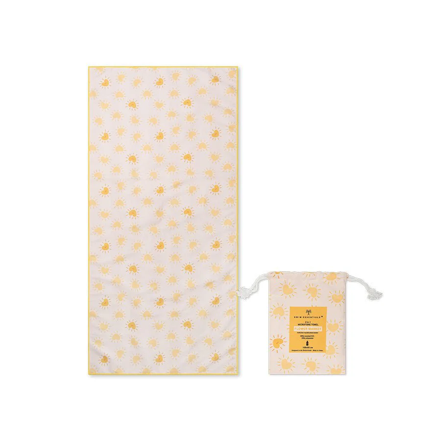 Swim Essentials Microvezel Strandlaken – Yellow Flower (135 × 65 cm) - Image 5